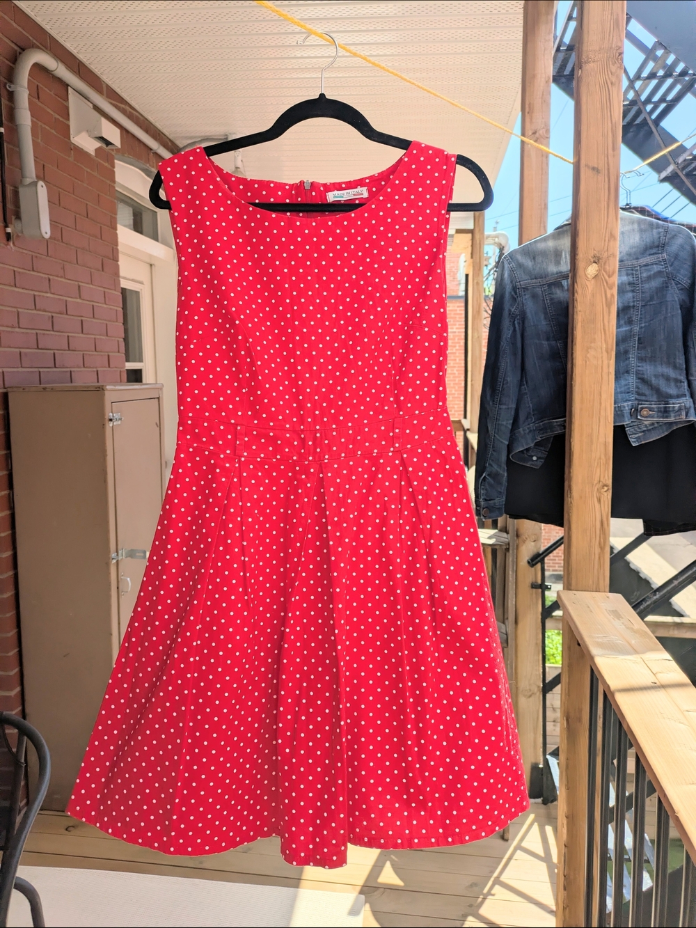 Vintage Red Polka Dot Midi Dress - Women's Sleeveless Fit & Flare